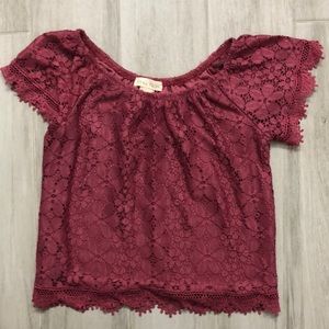 Emma & Elsa Pink cute lace top XS